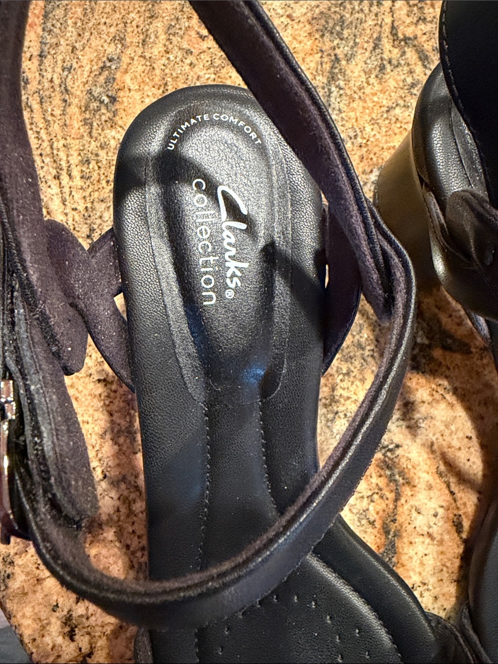 Clarks Black Open-Toe Ankle-Strap Sandals Size 9 - Picture 5 of 6
